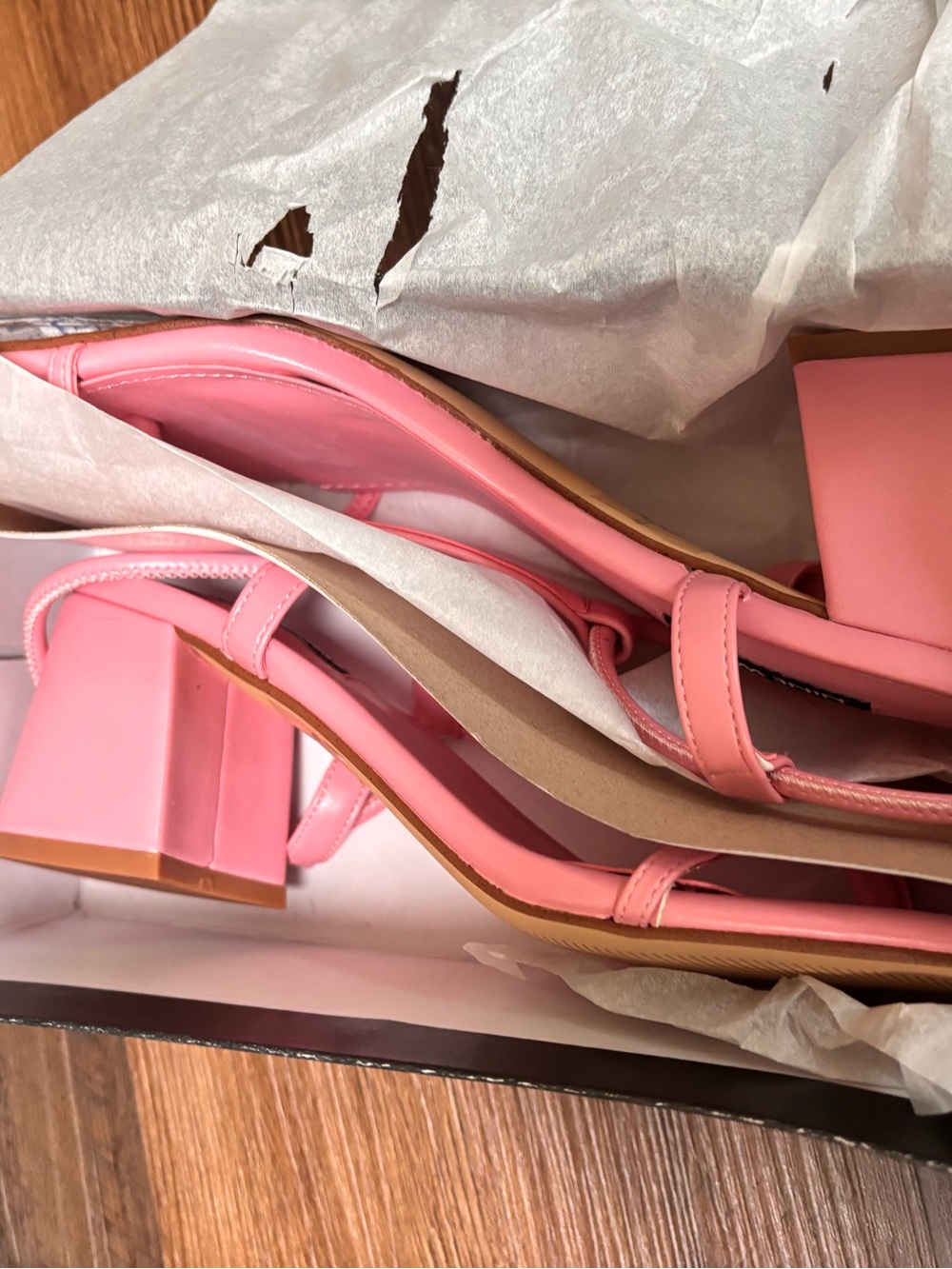NEW NINE WEST LIGHT PINK BLOCK HEELS SANDALS GARDEEN 3 size 7.5
